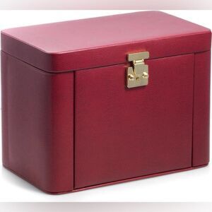 Bey-Berk Lizard Print Leather Jewelry Box - Red